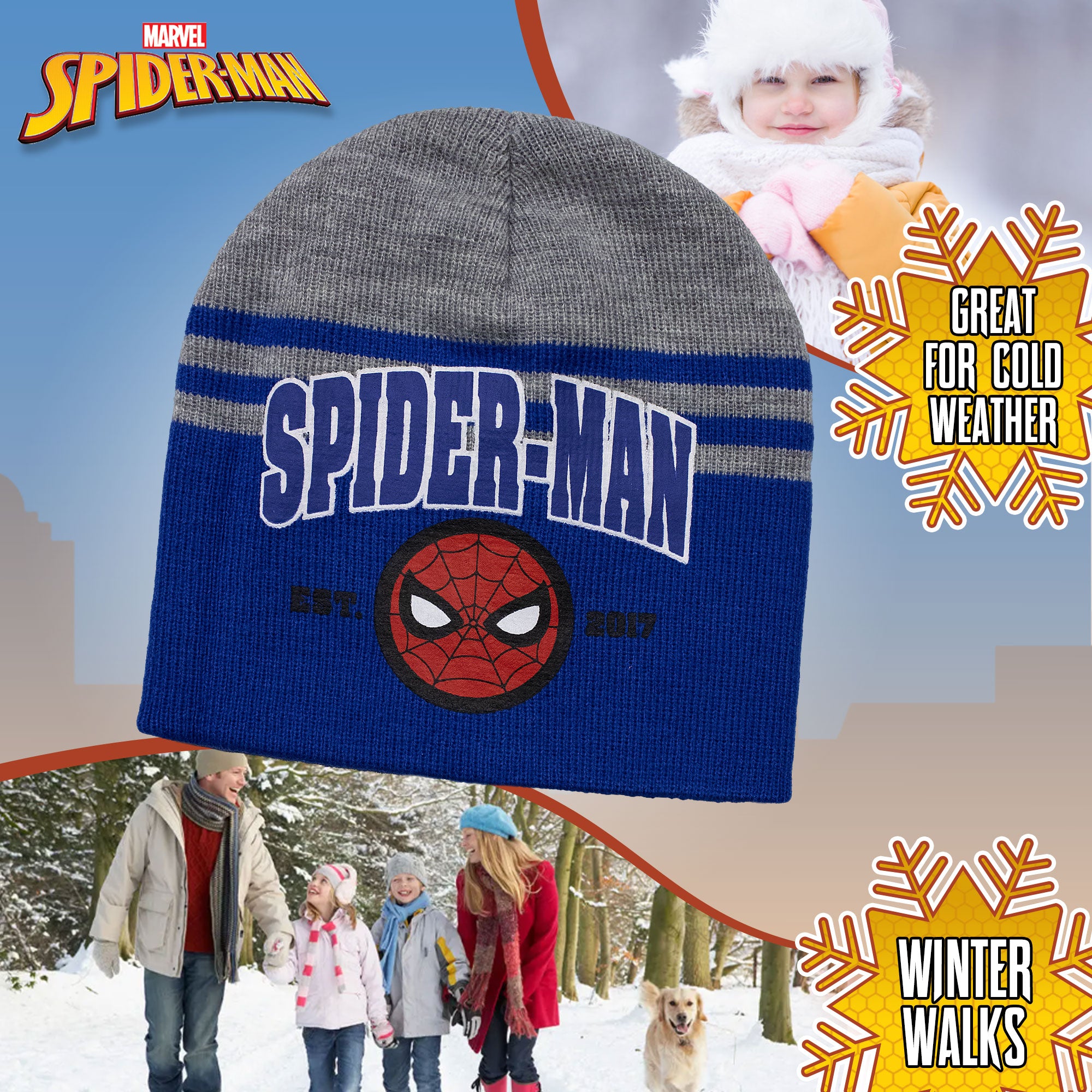 Cappello Marvel Spiderman per bambino cappellino invernale Supereroi 7010