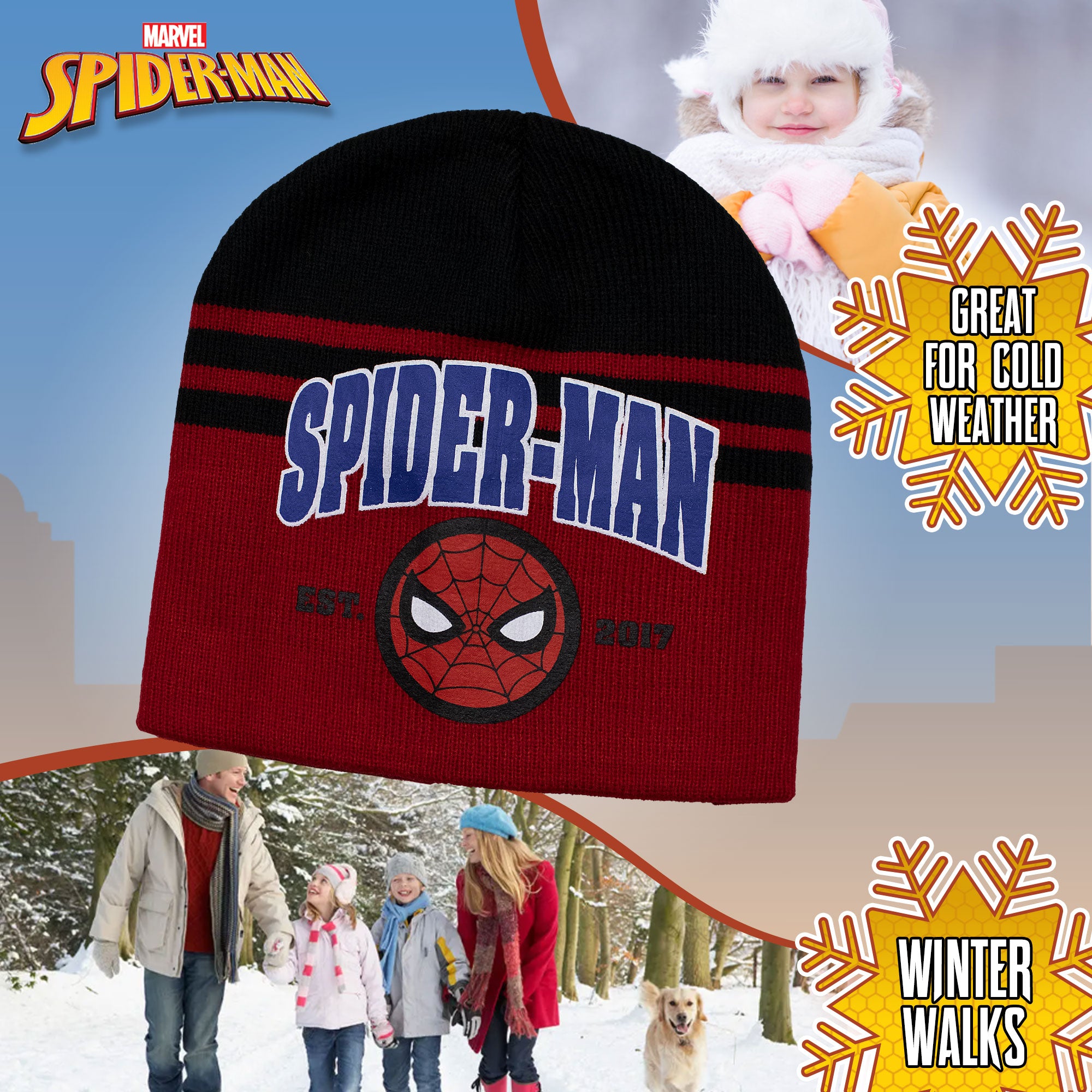 Cappello Marvel Spiderman per bambino cappellino invernale Supereroi 7010