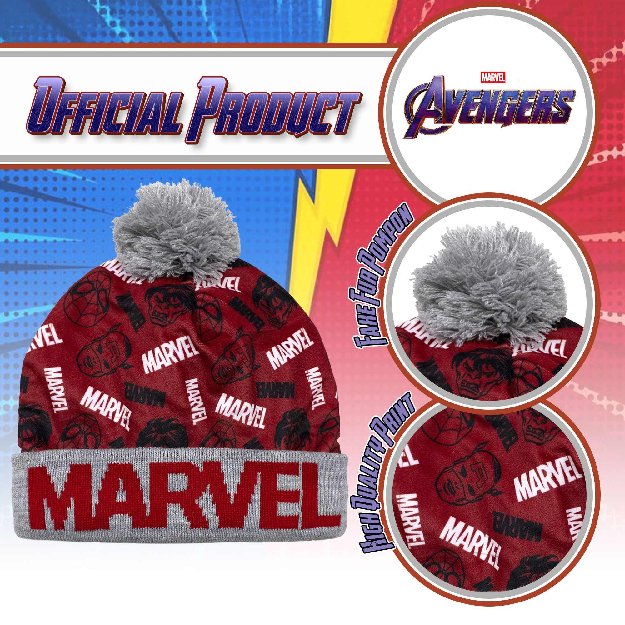 Cappello Marvel Avengers con pon Pon per bambino cappellino invernale 7011