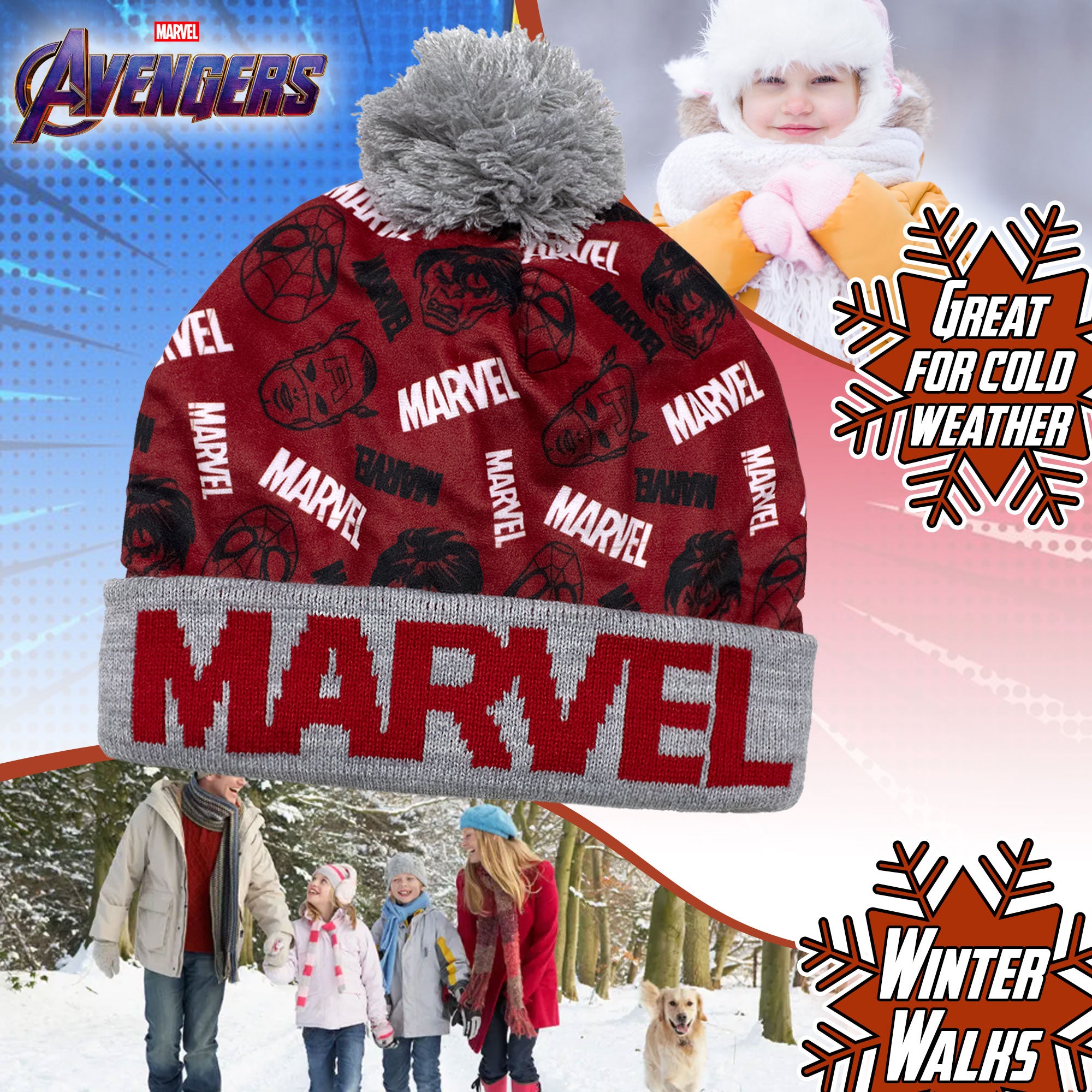 Cappello Marvel Avengers con pon Pon per bambino cappellino invernale 7011