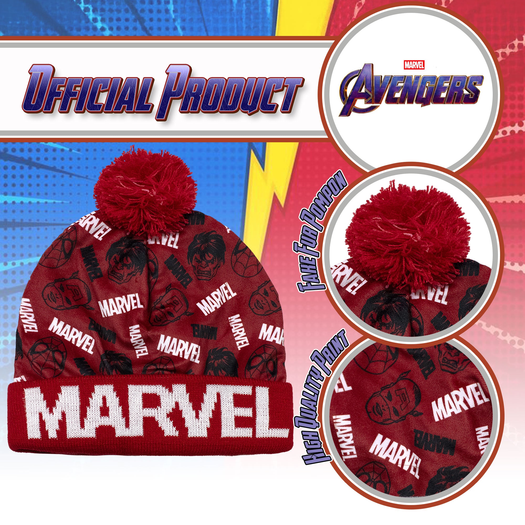 Cappello Marvel Avengers con pon Pon per bambino cappellino invernale 7011