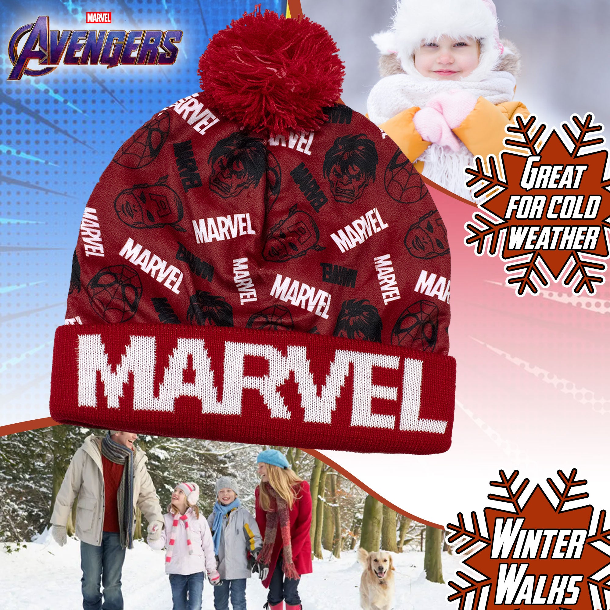 Cappello Marvel Avengers con pon Pon per bambino cappellino invernale 7011