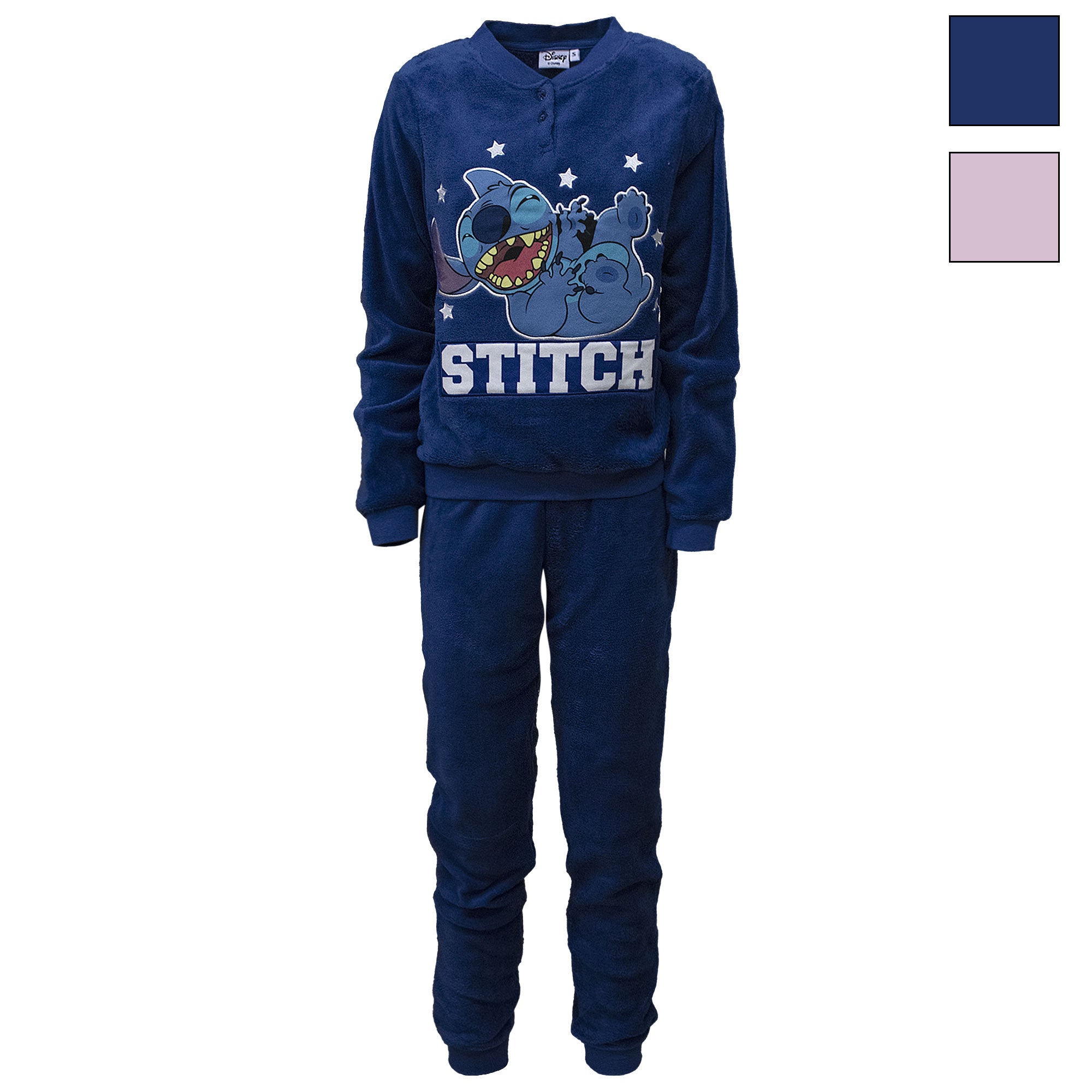 Pigiama Disney Lilo e Stitch donna ragazza lungo invernale in pile 7012