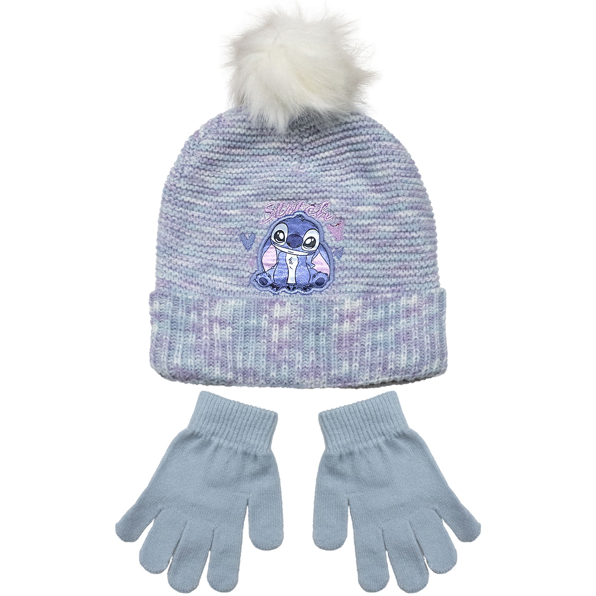 Set Cappello con pon pon e guanti Disney Lilo e Stitch bambina invernale 7013