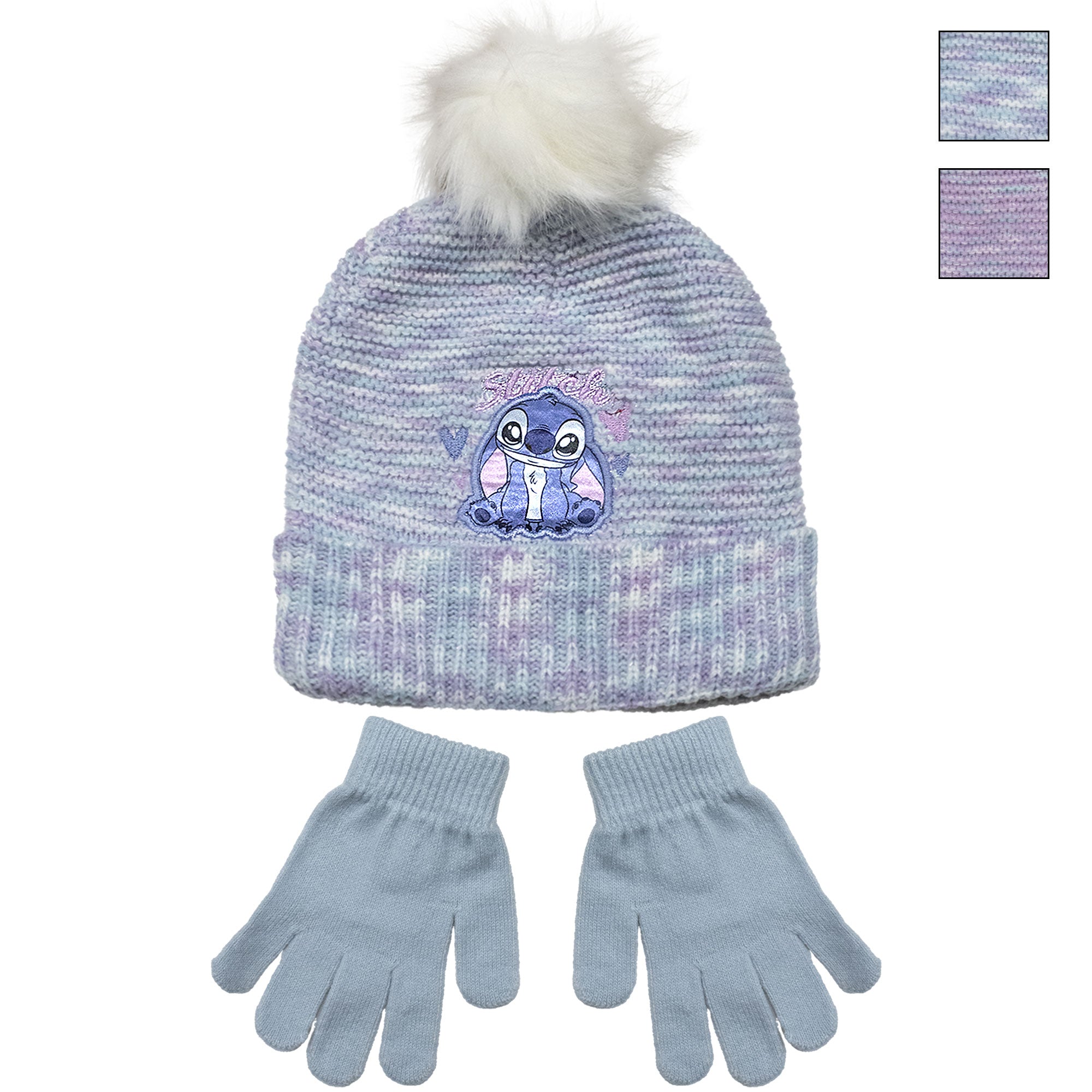 Set Cappello con pon pon e guanti Disney Lilo e Stitch bambina invernale 7013