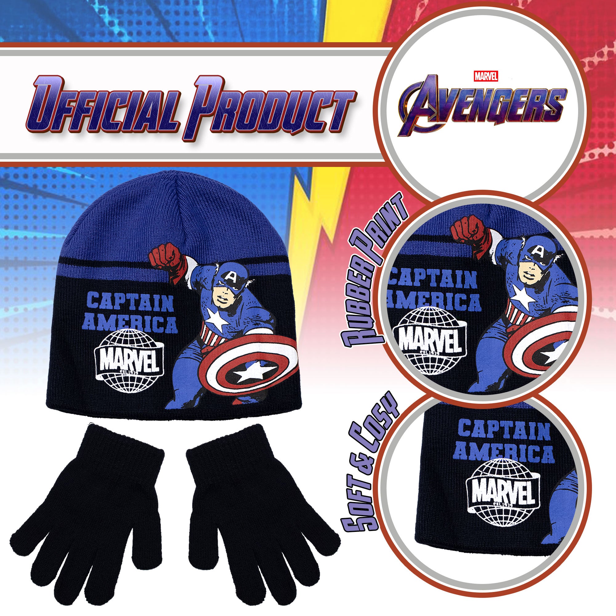 Set Cappello e guanti Marvel Avengers Capitan America per bambino Supereroi 7014