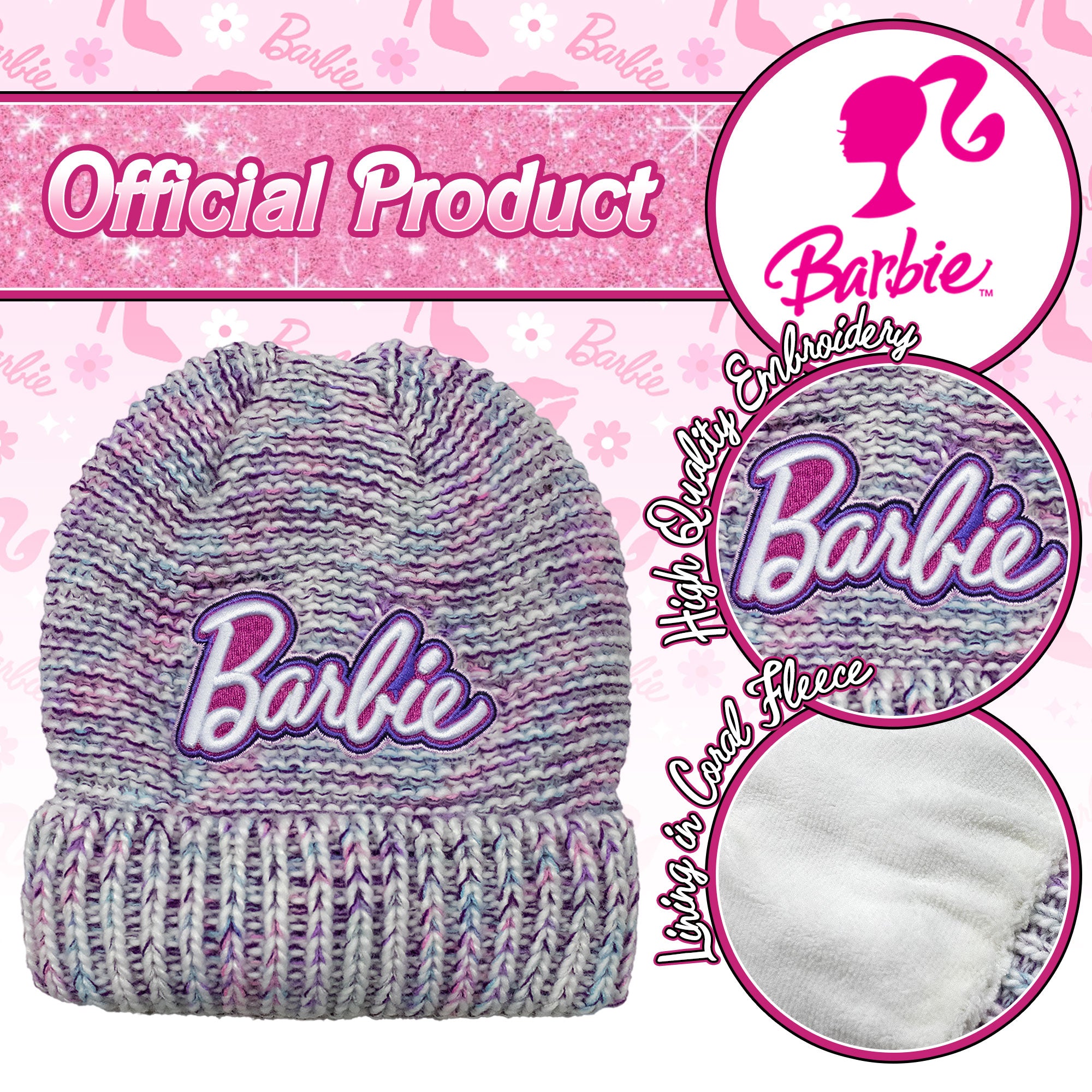 Cappello Barbie per bambina invernale cappellino in maglia 7015