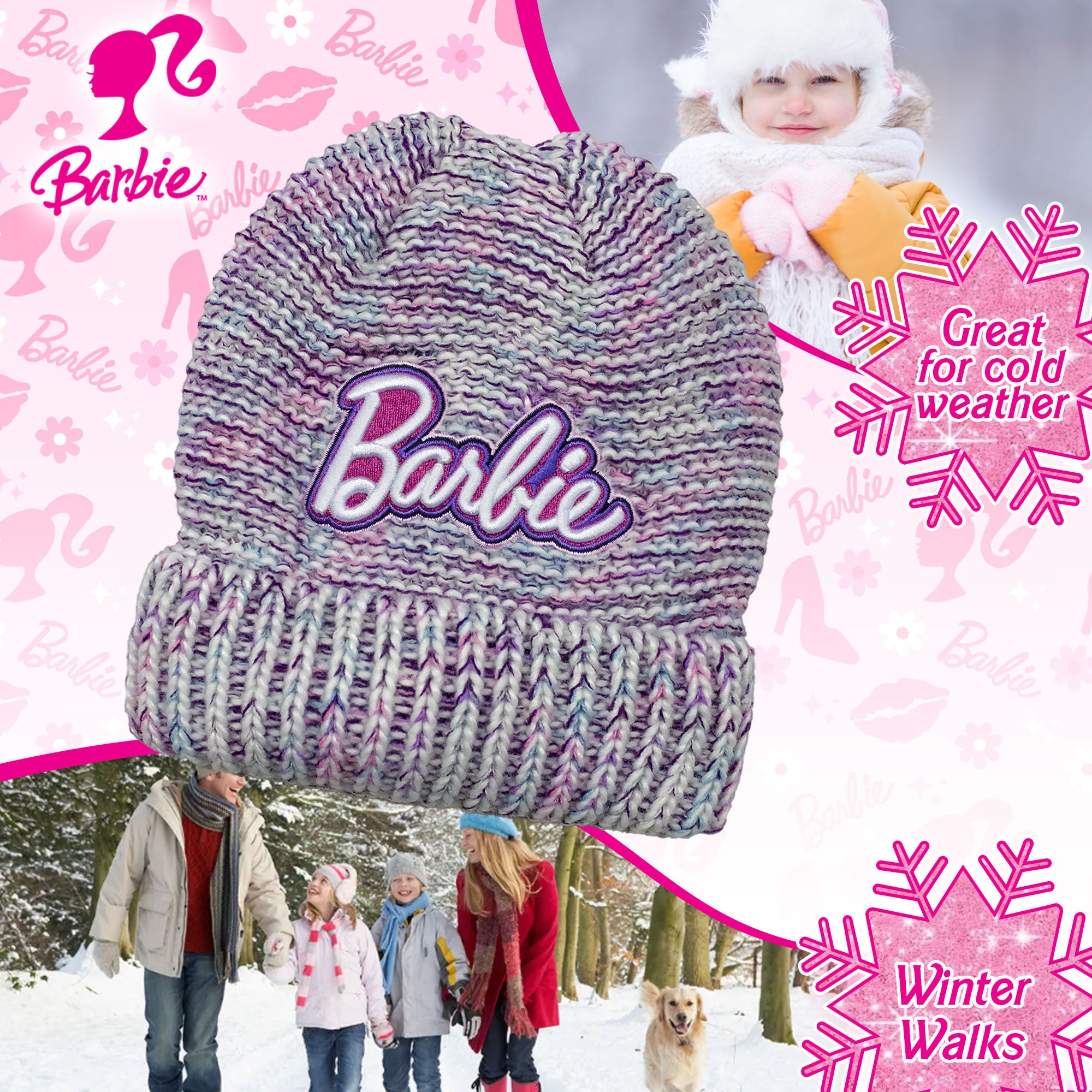 Cappello Barbie per bambina invernale cappellino in maglia 7015