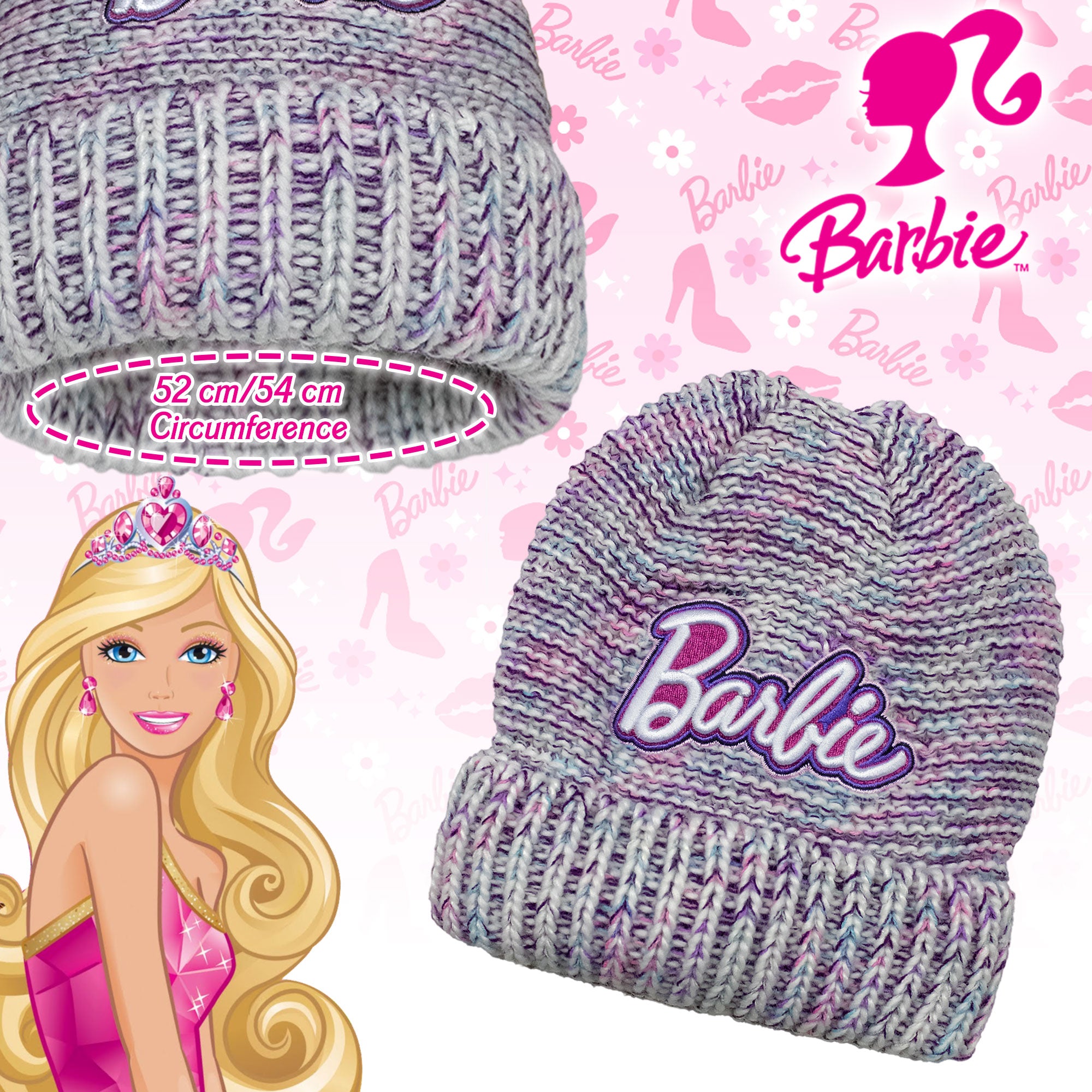 Cappello Barbie per bambina invernale cappellino in maglia 7015