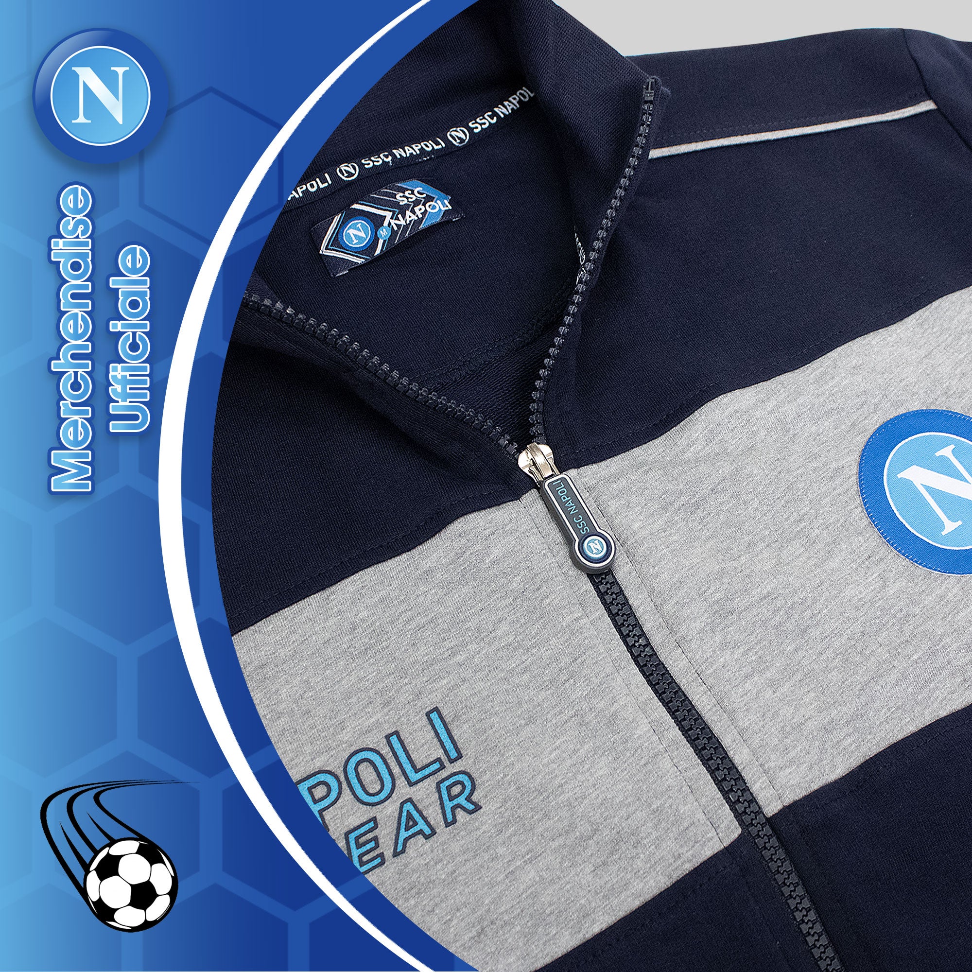 Tuta SSC Napoli in cotone a maniche lunghe per adulto felpa uomo con zip 7036