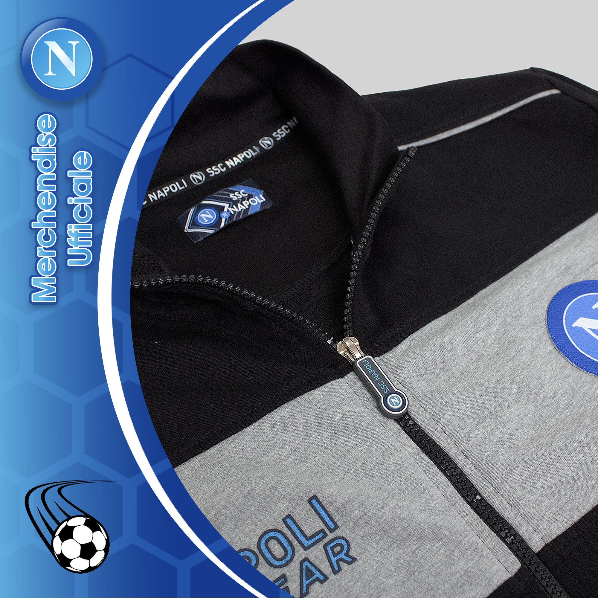 Tuta SSC Napoli in cotone a maniche lunghe per adulto felpa uomo con zip 7036