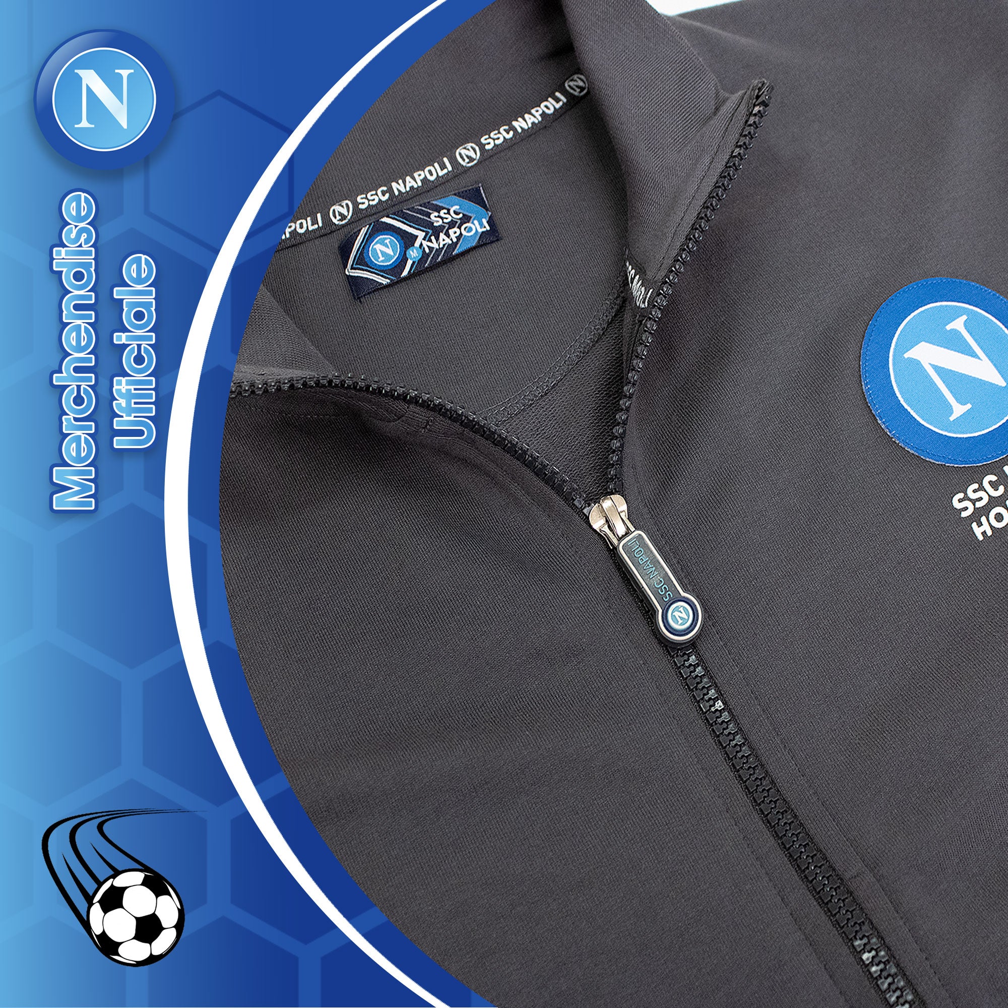 Tuta SSC Napoli in cotone a maniche lunghe per adulto felpa uomo con zip 7037