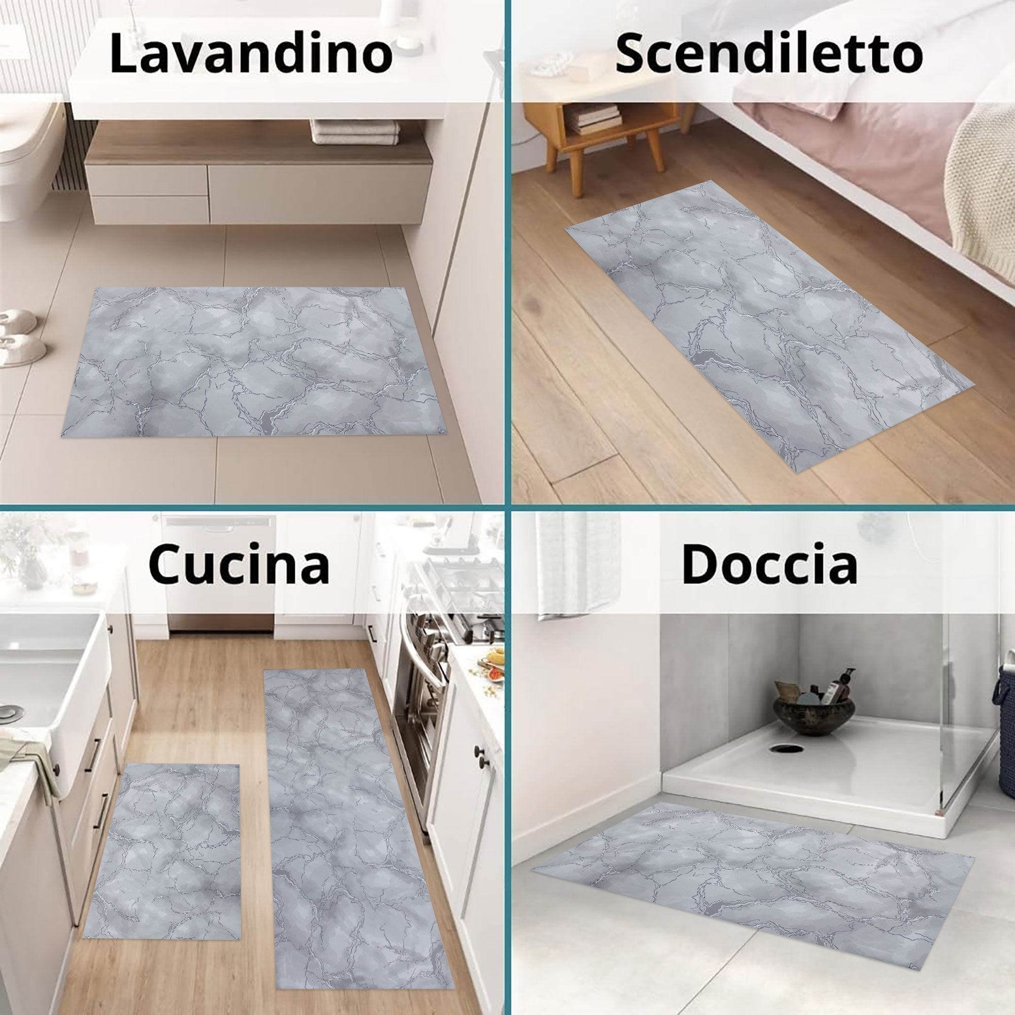 Tappeto cucina passatoia antiscivolo a metro effetto marmo marmorizzato 7040