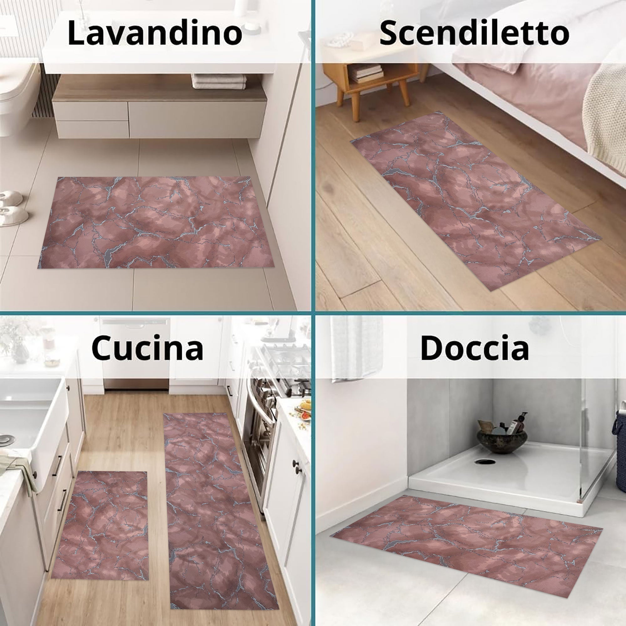 Tappeto cucina passatoia antiscivolo a metro effetto marmo marmorizzato 7040