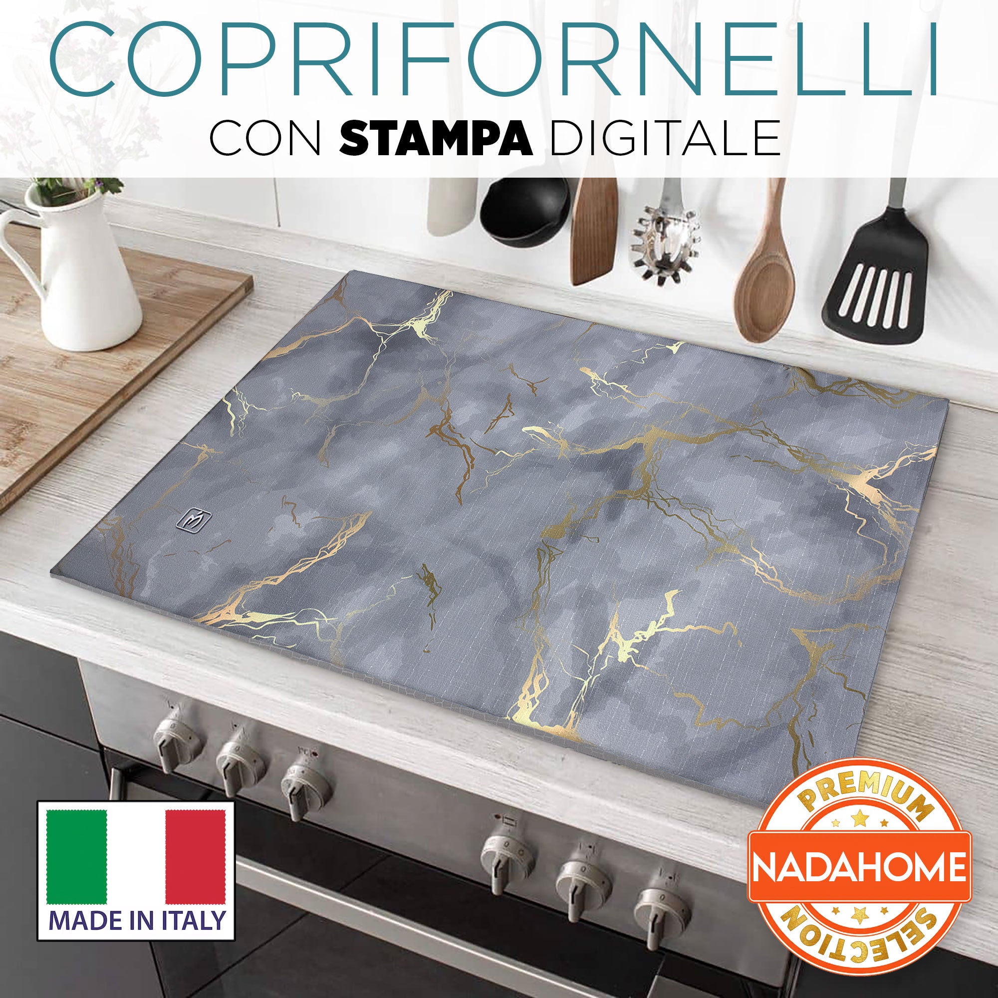 Coprifornelli cucina imbottito effetto marmo coprifuochi marmorizzato 7044