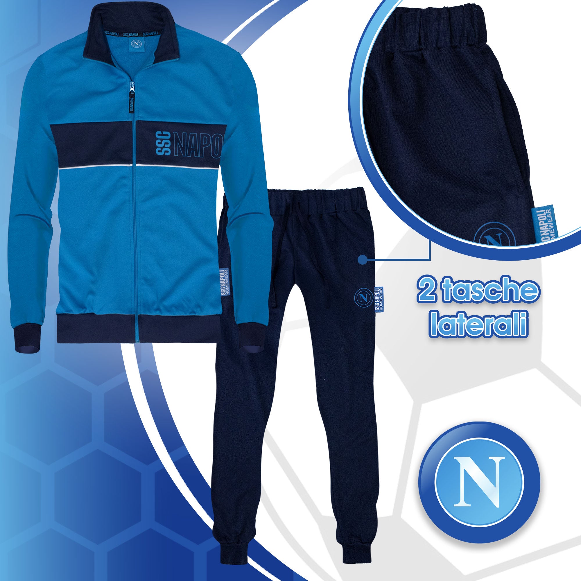 Tuta SSC Napoli in cotone a maniche lunghe per adulto felpa uomo con zip 7071