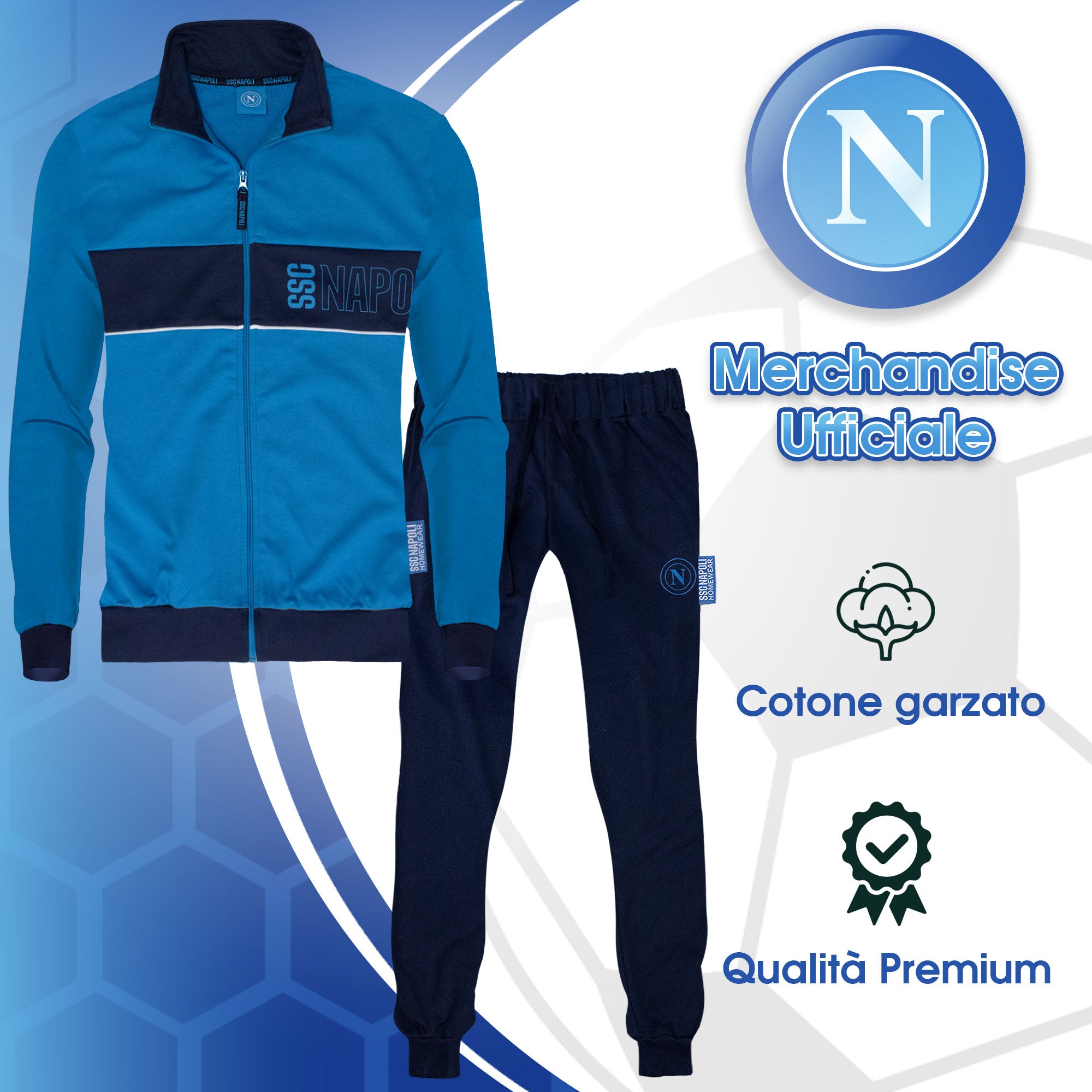 Tuta SSC Napoli in cotone a maniche lunghe per adulto felpa uomo con zip 7071