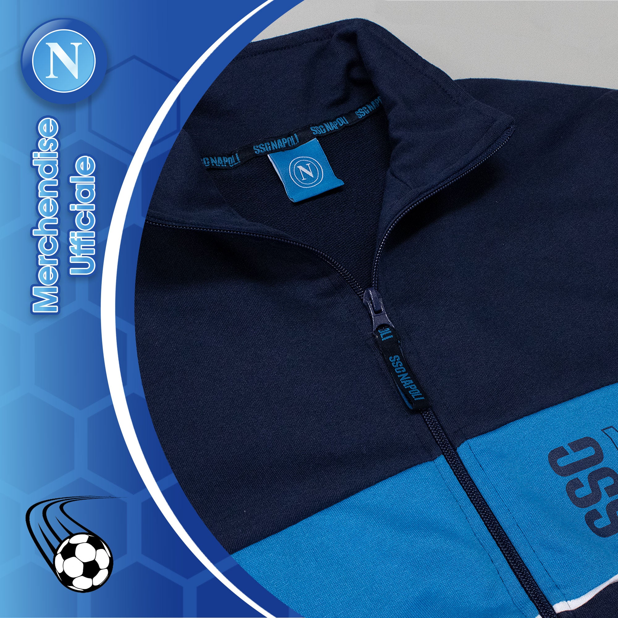 Tuta SSC Napoli in cotone a maniche lunghe per adulto felpa uomo con zip 7071