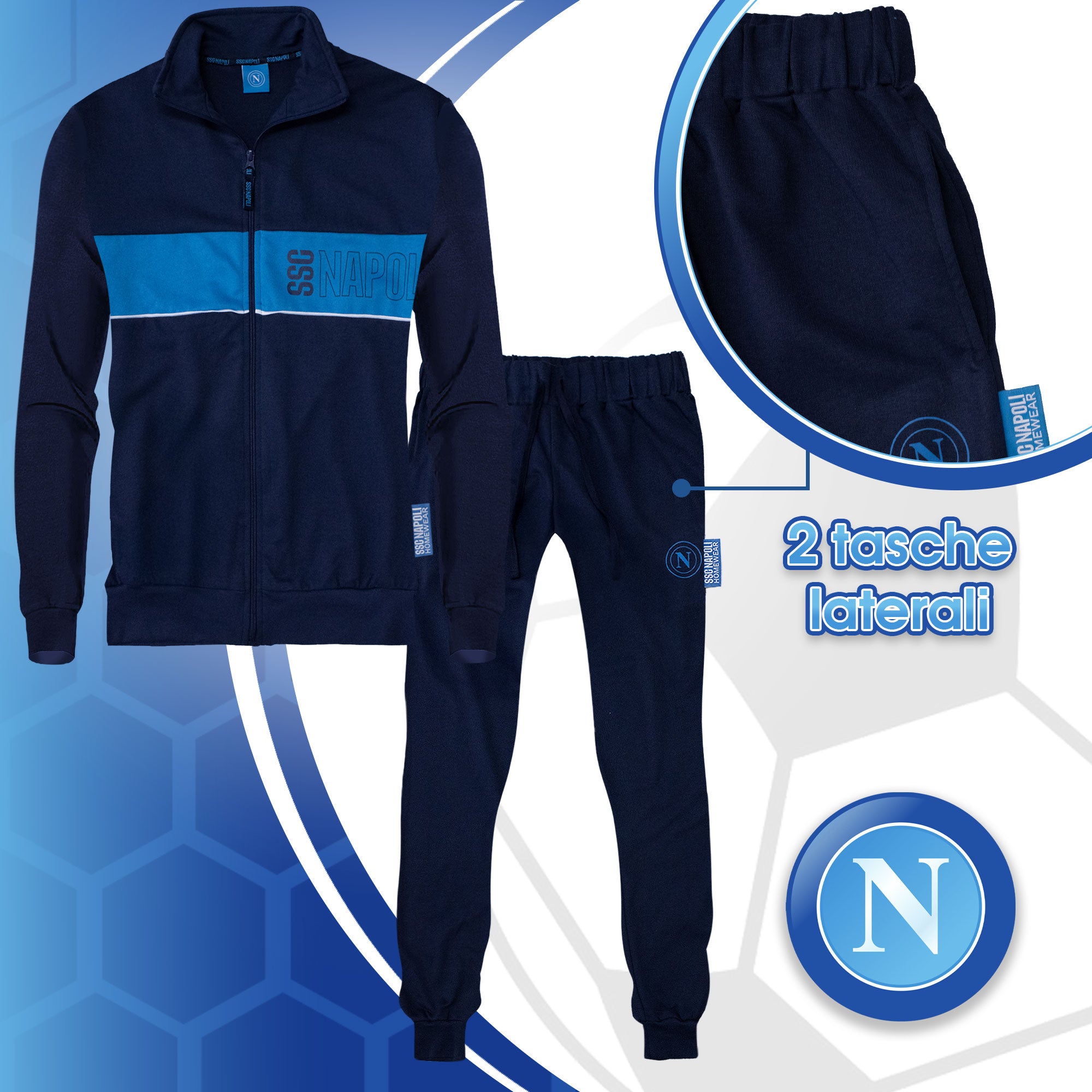 Tuta SSC Napoli in cotone a maniche lunghe per adulto felpa uomo con zip 7071