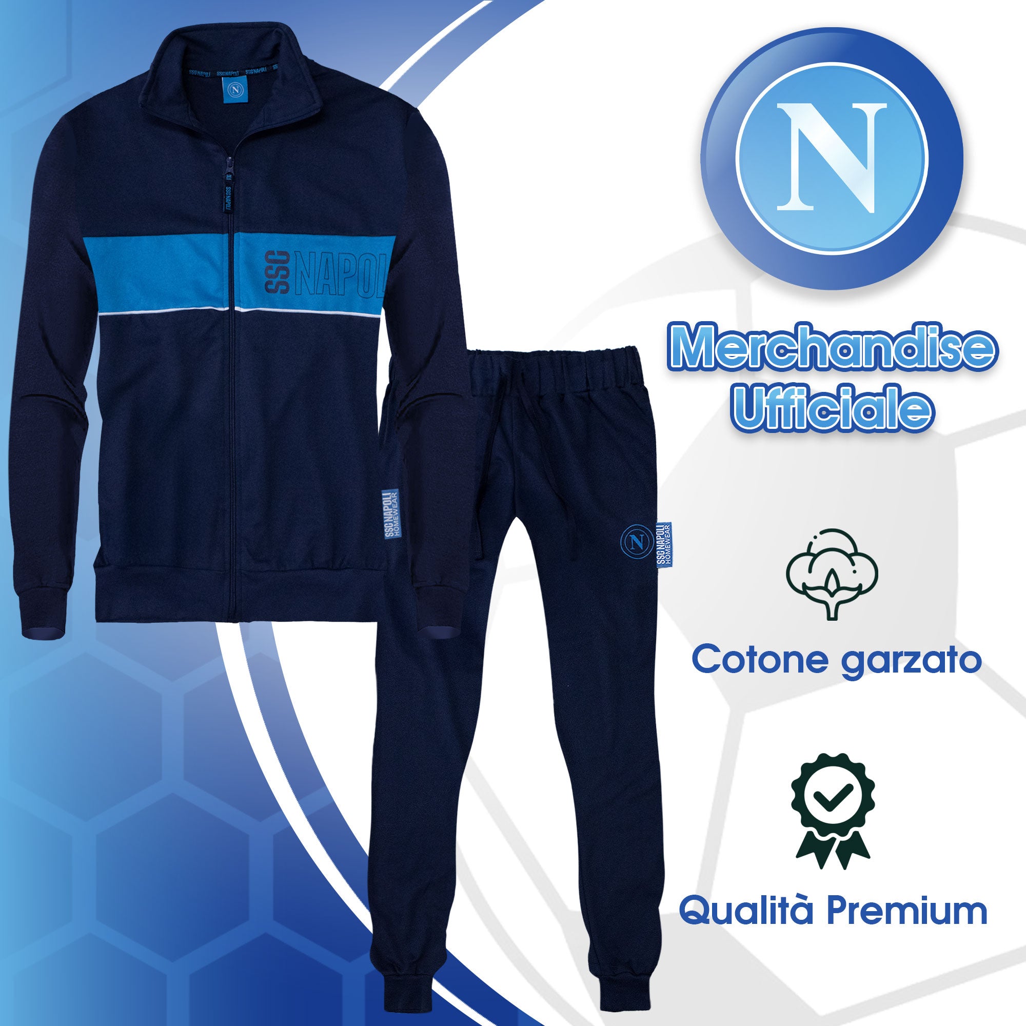 Tuta SSC Napoli in cotone a maniche lunghe per adulto felpa uomo con zip 7071